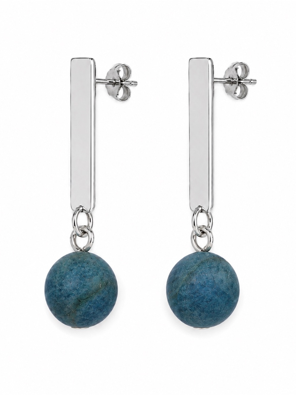 Blue Amazonite Earrings Handmade Gemstone Dangle Silver Minimalist Gift